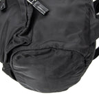 Backpack Small Drawstring Flap Backpack Black Nylon Canvas