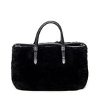 Shoulder Bag Mini Papier A4 Tote Black Rabbit Fur Canvas