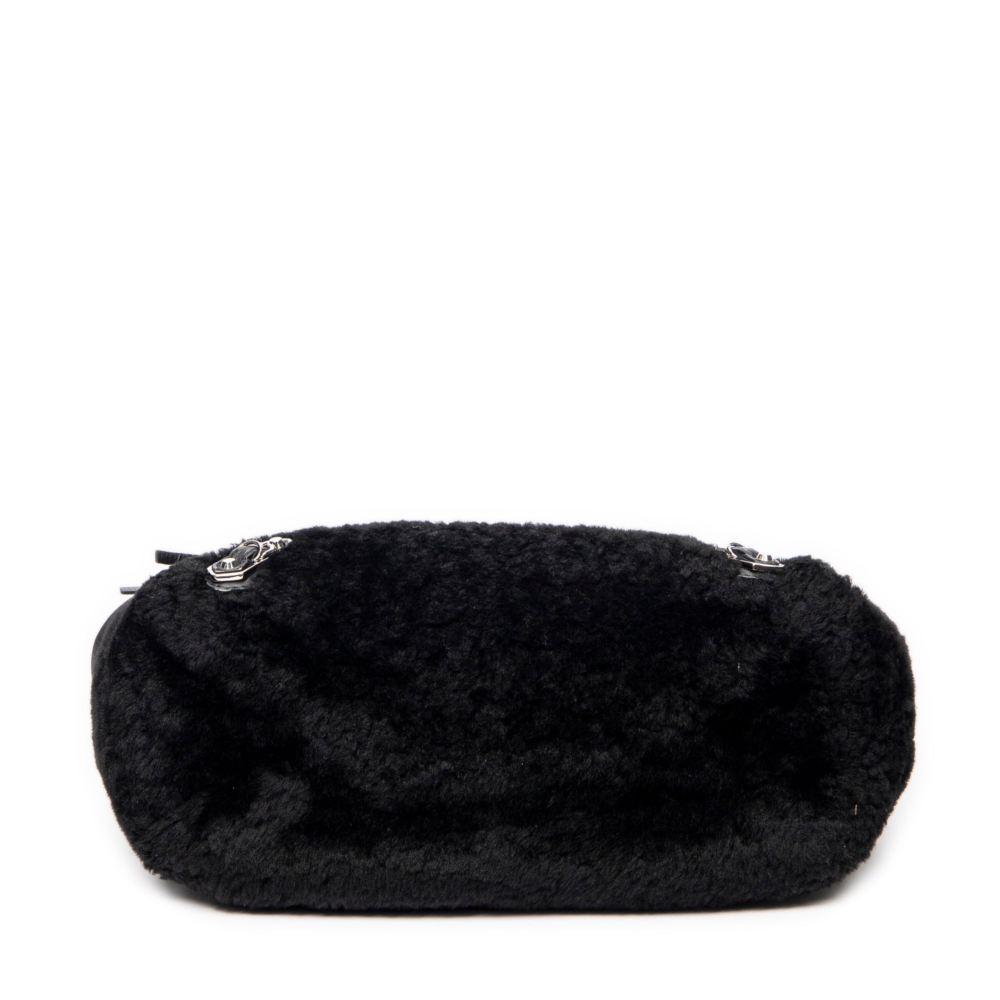 Shoulder Bag Mini Papier A4 Tote Black Rabbit Fur Canvas