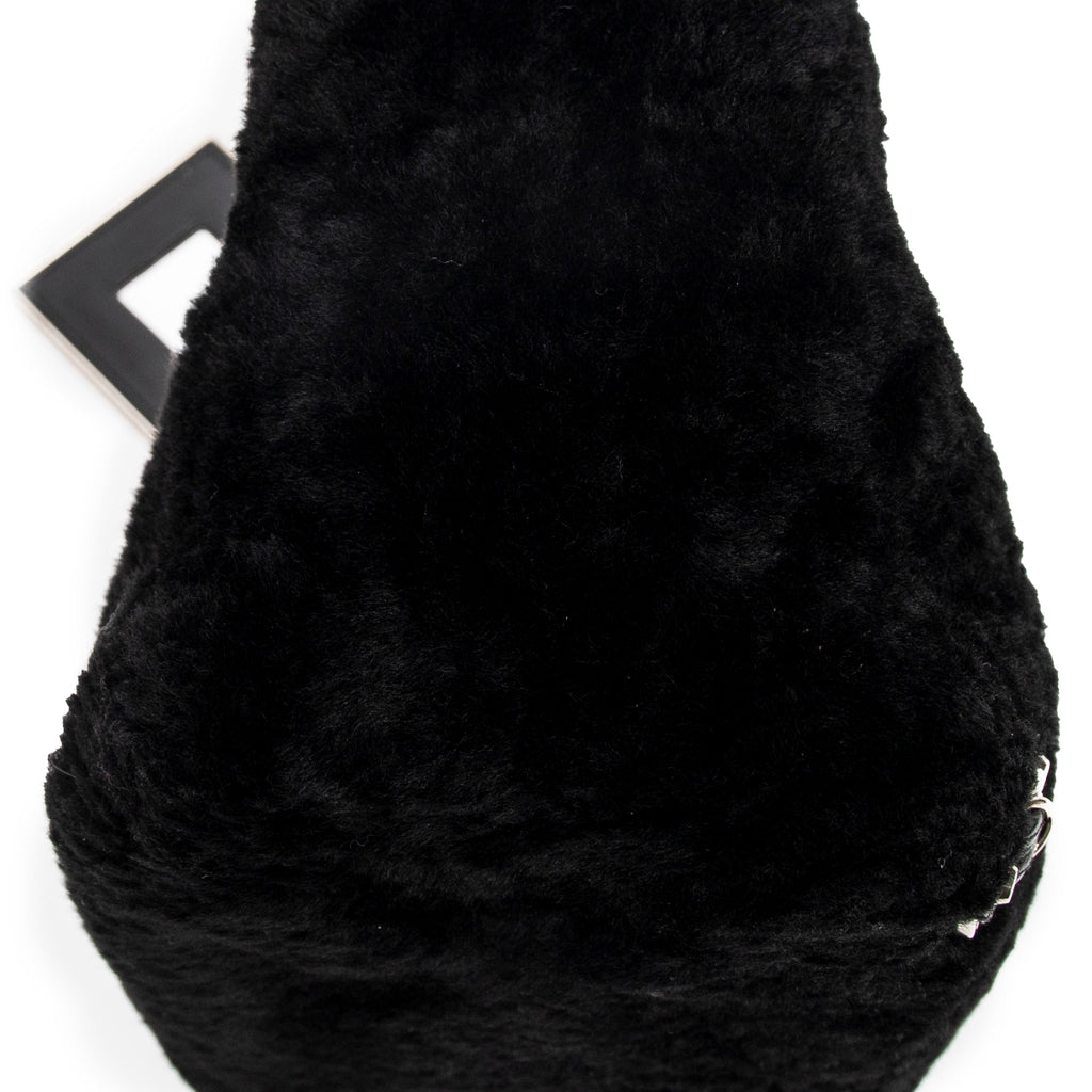 Shoulder Bag Mini Papier A4 Tote Black Rabbit Fur Canvas