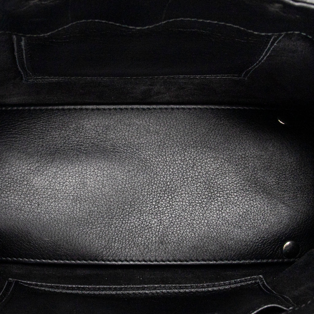 Shoulder Bag Mini Papier A4 Tote Black Rabbit Fur Canvas