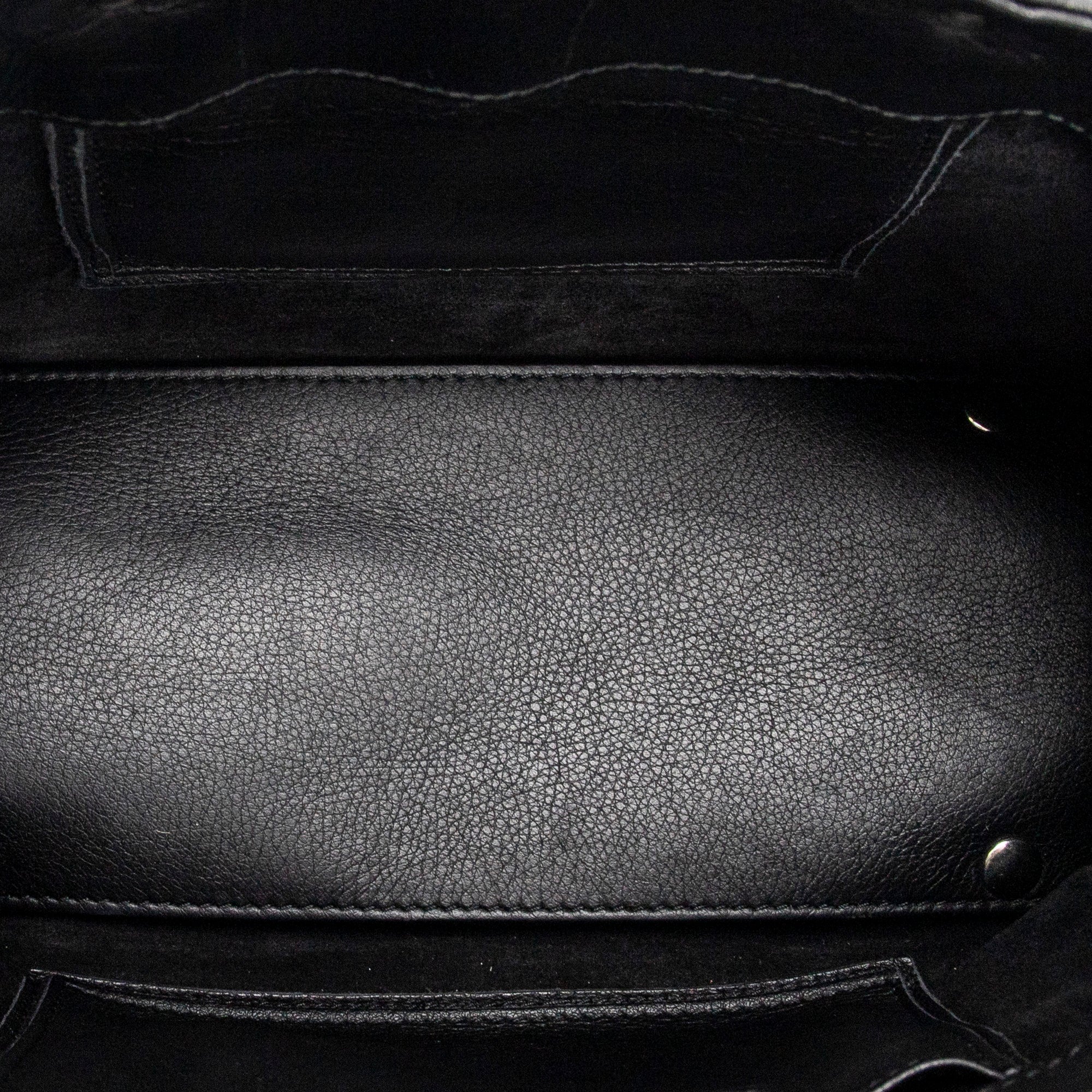 Shoulder Bag Mini Papier A4 Tote Black Rabbit Fur Canvas