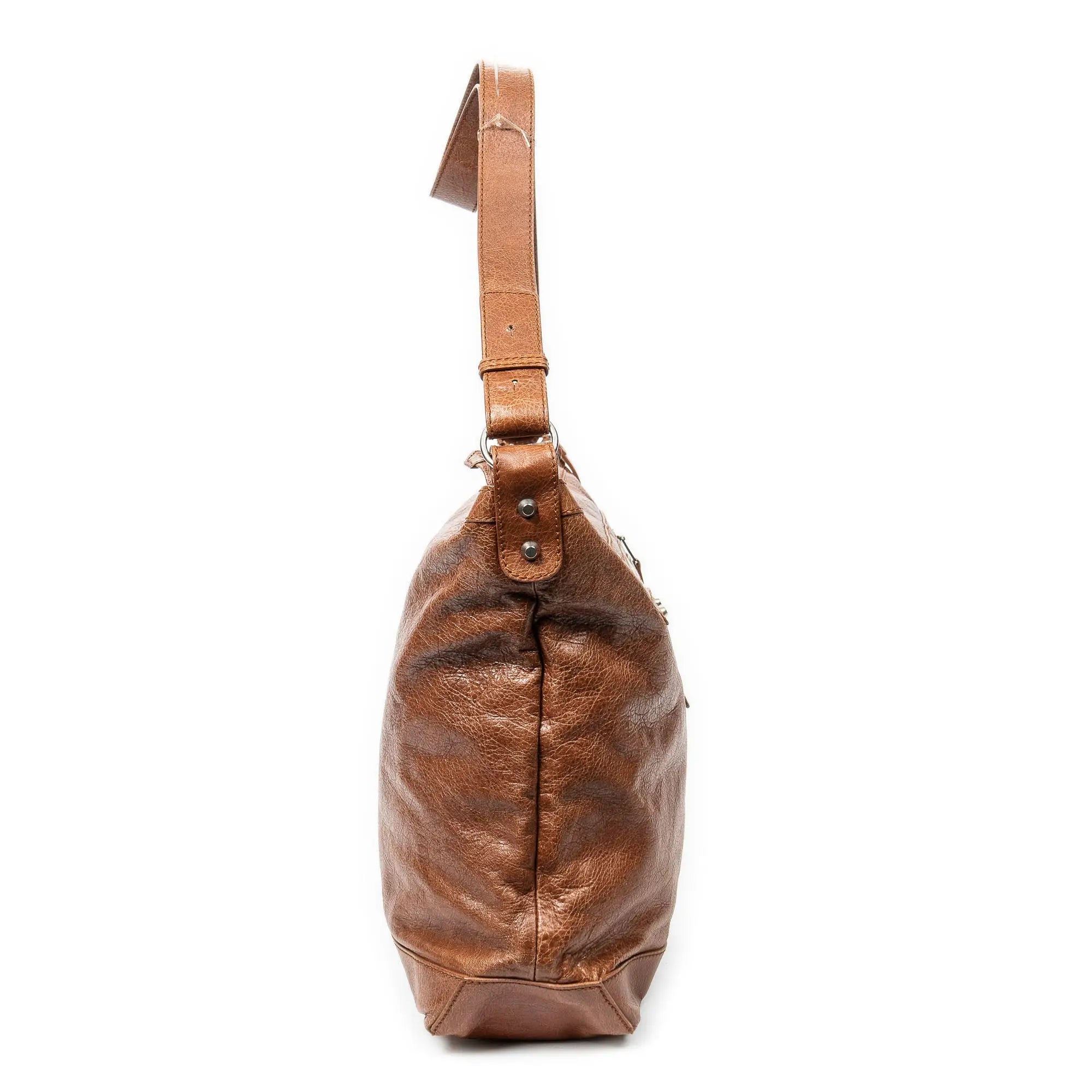 Bolso de Hombro The Day de Piel de Becerro Marrón Desgastada