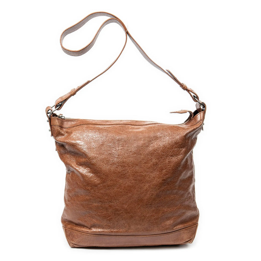 Bolso de Hombro The Day de Piel de Becerro Marrón Desgastada