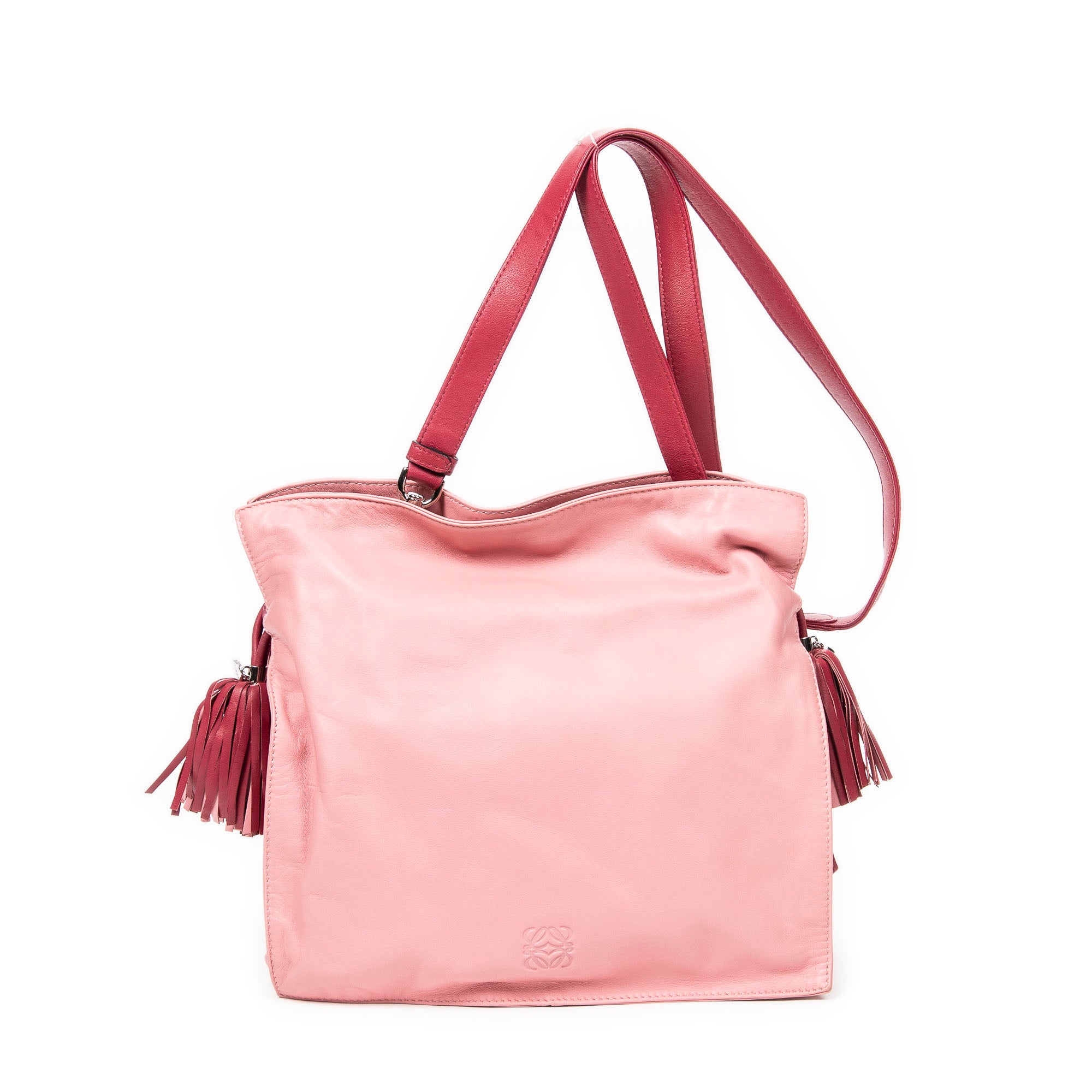 Shoulder Bag Bicolor Tassel Flamenco Pink Calfskin Leather