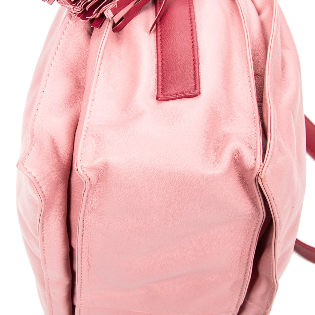 Shoulder Bag Bicolor Tassel Flamenco Pink Calfskin Leather