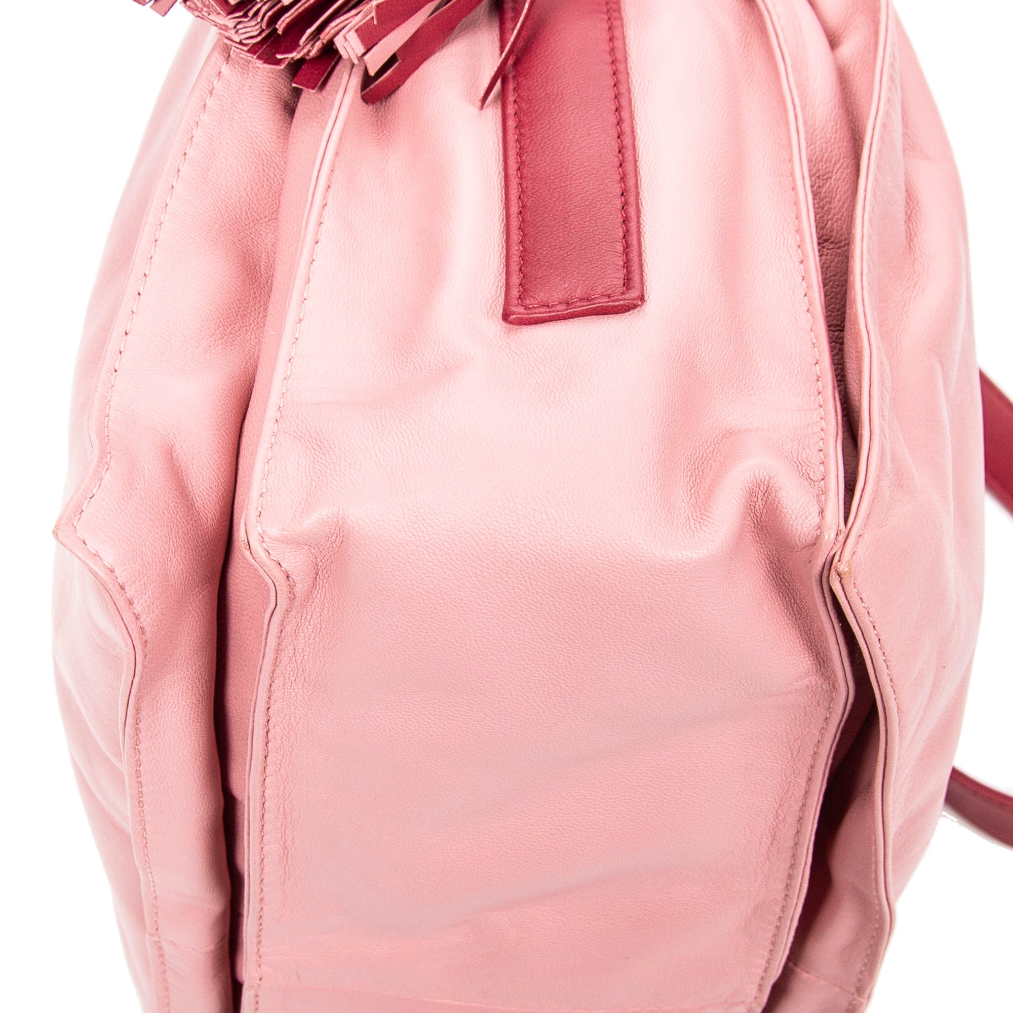 Shoulder Bag Bicolor Tassel Flamenco Pink Calfskin Leather