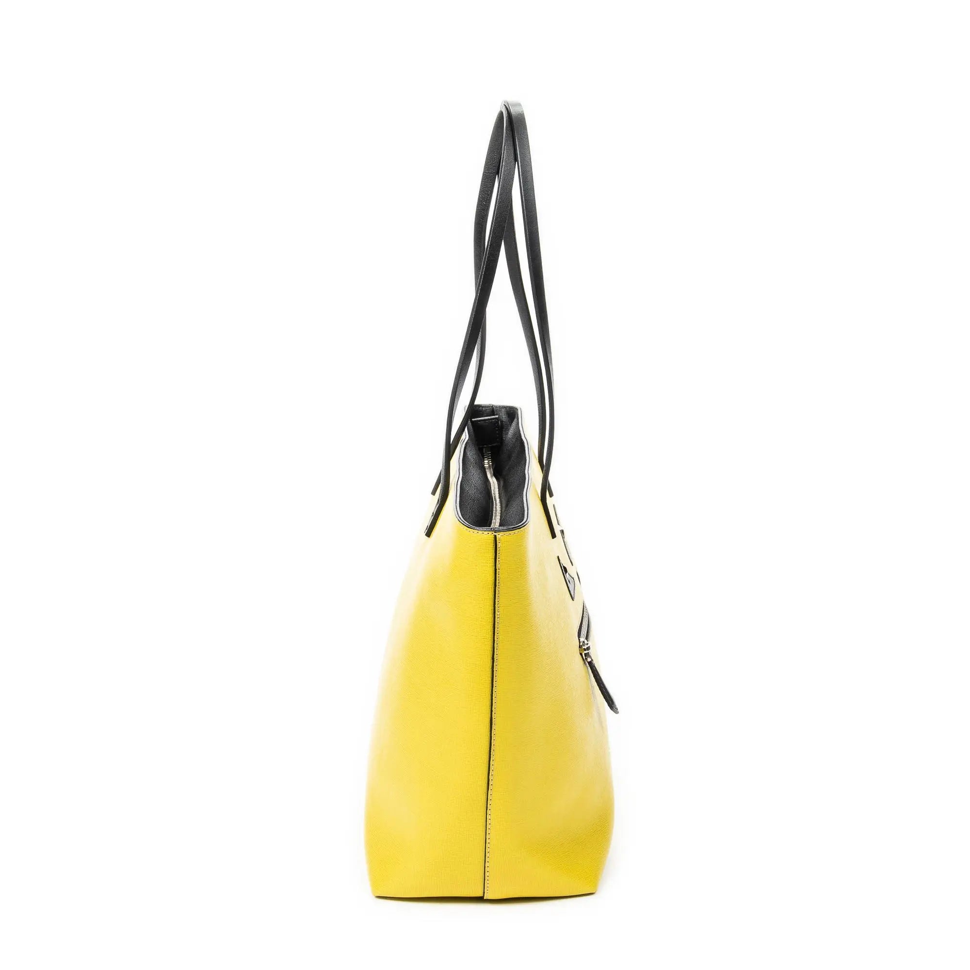 Bolso de hombro con ojos de monstruo, cremallera enrollable, piel texturizada amarilla