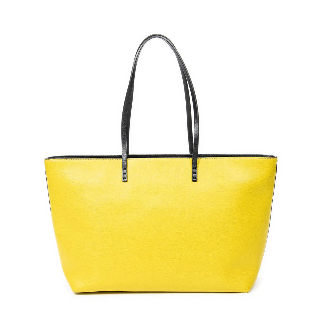 Bolso de hombro con ojos de monstruo, cremallera enrollable, piel texturizada amarilla