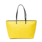 Bolso de hombro con ojos de monstruo, cremallera enrollable, piel texturizada amarilla