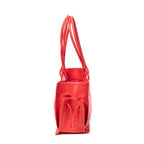 Shoulder Bag Studded Crown Shopper Tote Red Calfskin Leather