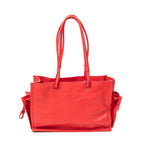 Shoulder Bag Studded Crown Shopper Tote Red Calfskin Leather