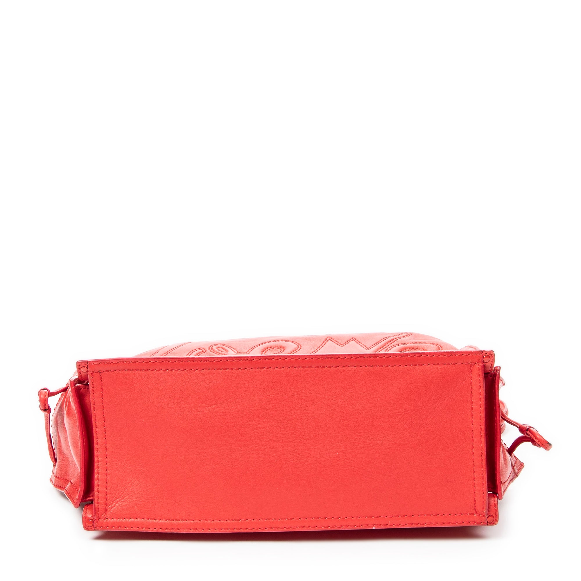 Shoulder Bag Studded Crown Shopper Tote Red Calfskin Leather
