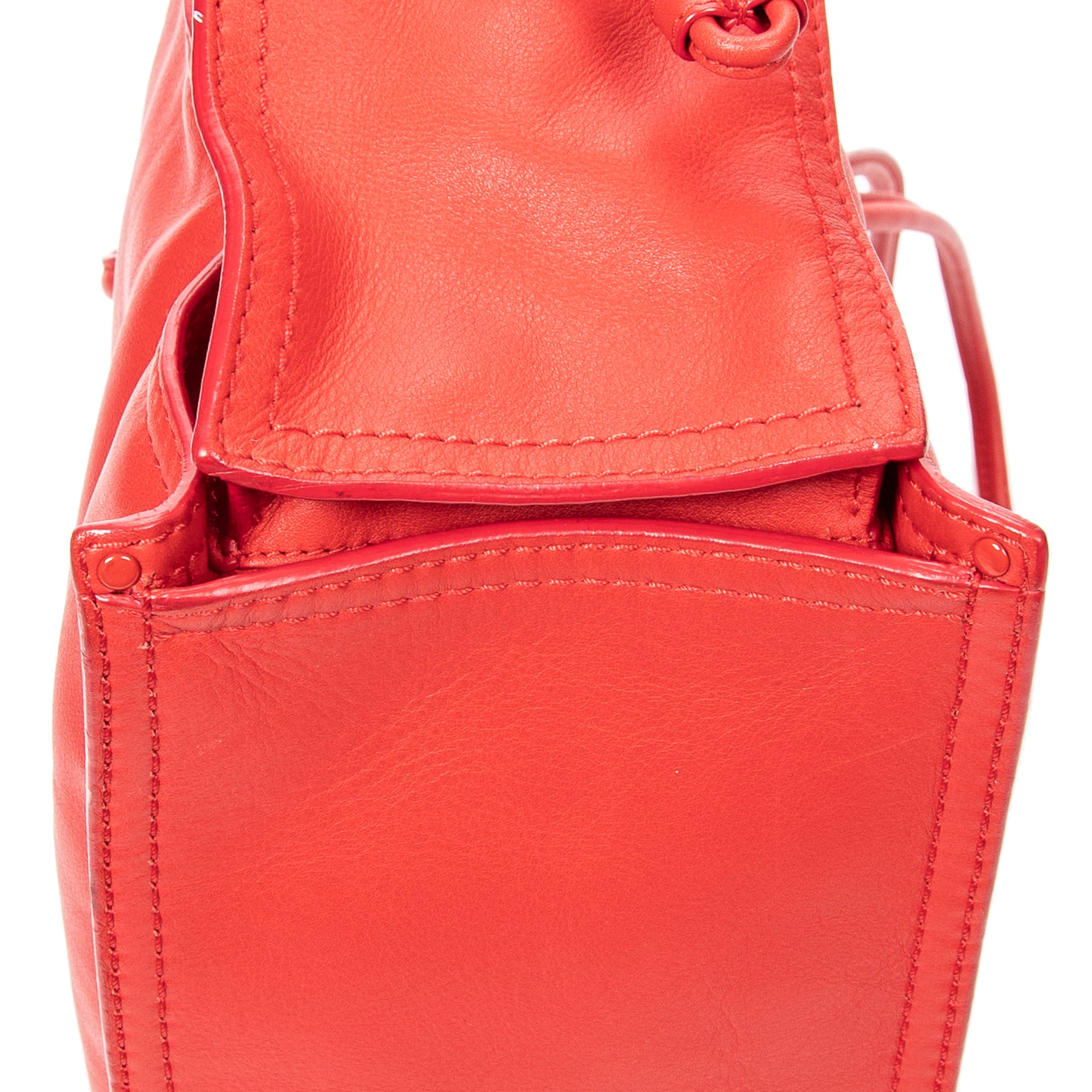 Shoulder Bag Studded Crown Shopper Tote Red Calfskin Leather