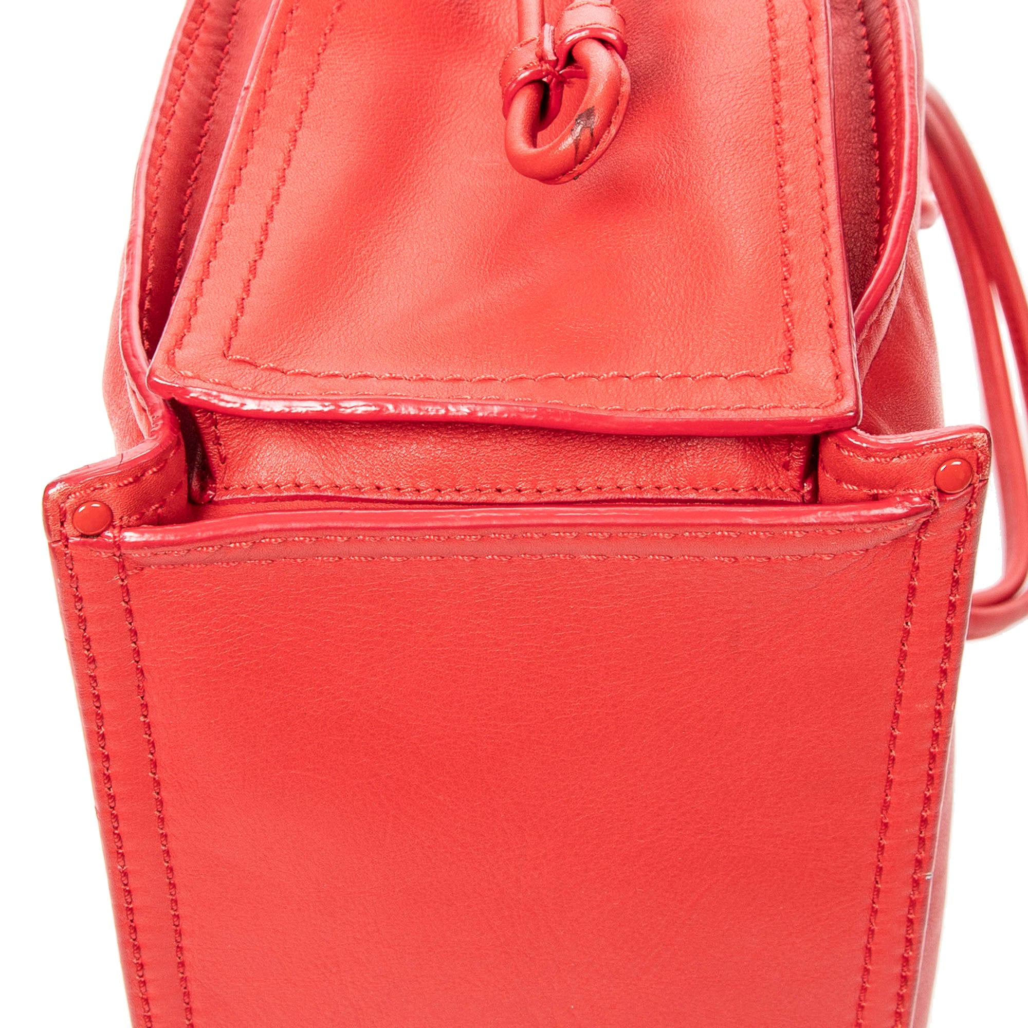 Shoulder Bag Studded Crown Shopper Tote Red Calfskin Leather