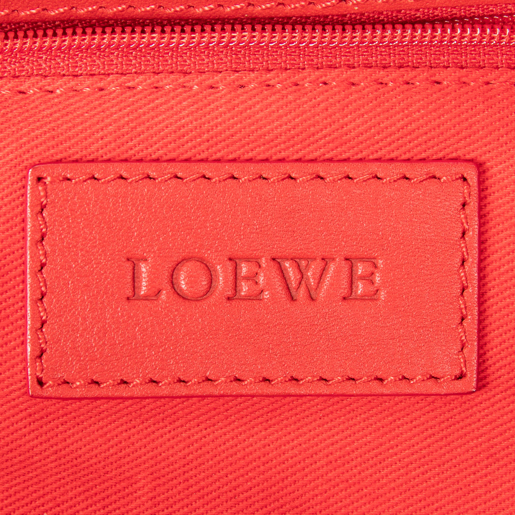 Shoulder Bag Studded Crown Shopper Tote Red Calfskin Leather