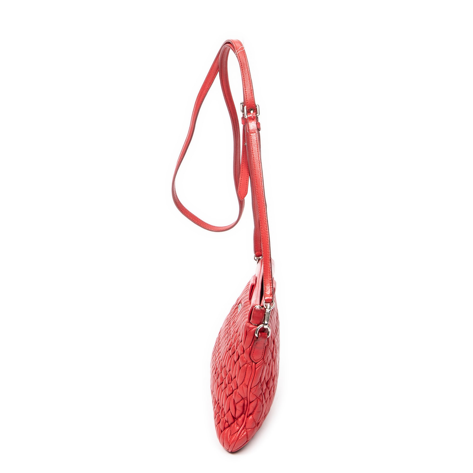 Shoulder Bag Small Frame Crystal Clutch Red Nappa Leather