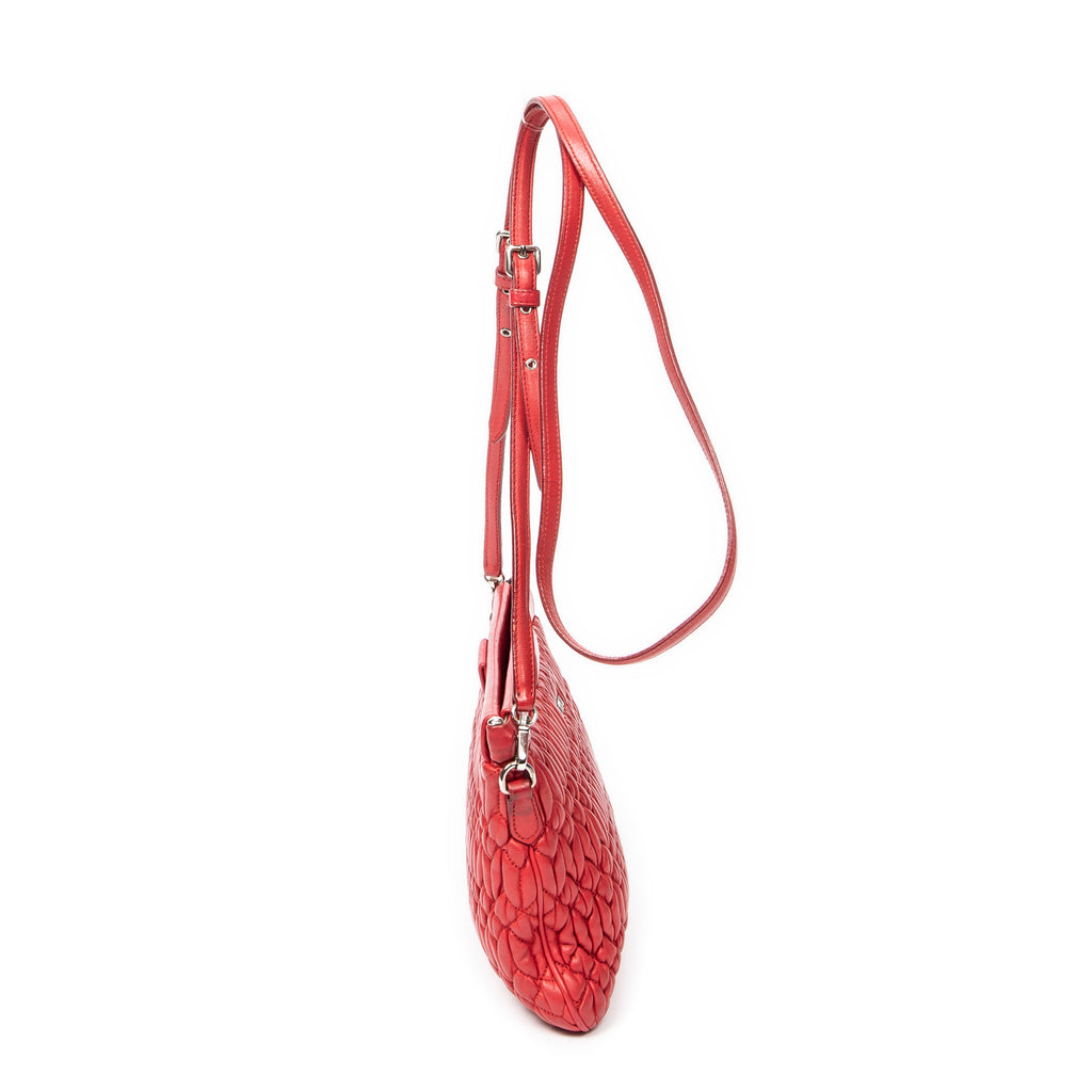 Shoulder Bag Small Frame Crystal Clutch Red Nappa Leather
