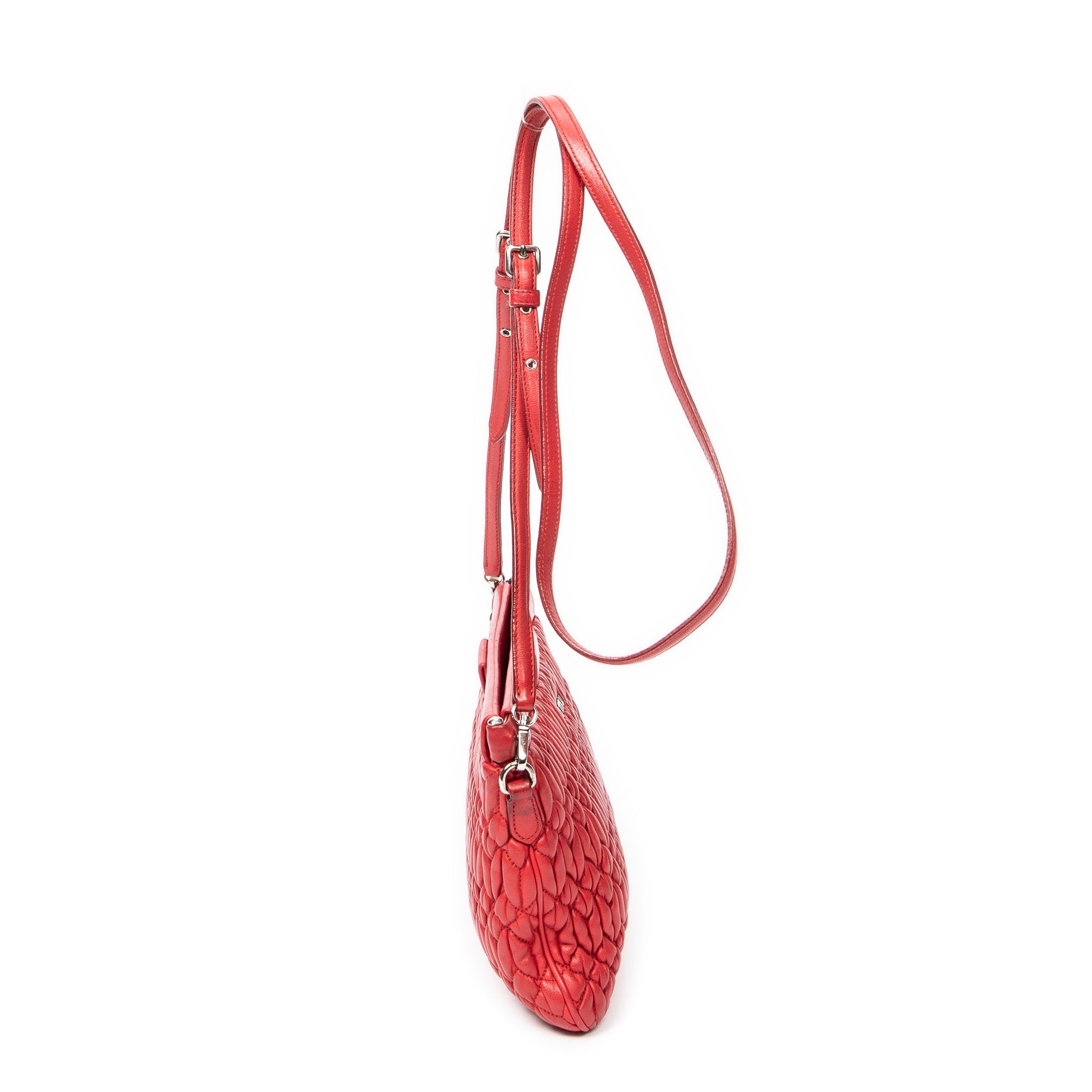 Shoulder Bag Small Frame Crystal Clutch Red Nappa Leather