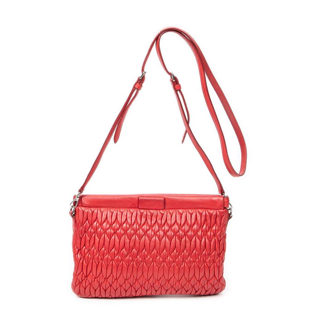Shoulder Bag Small Frame Crystal Clutch Red Nappa Leather