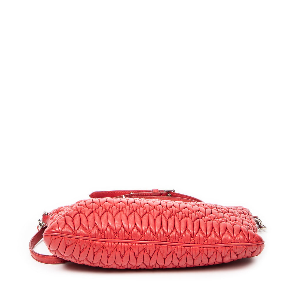 Shoulder Bag Small Frame Crystal Clutch Red Nappa Leather