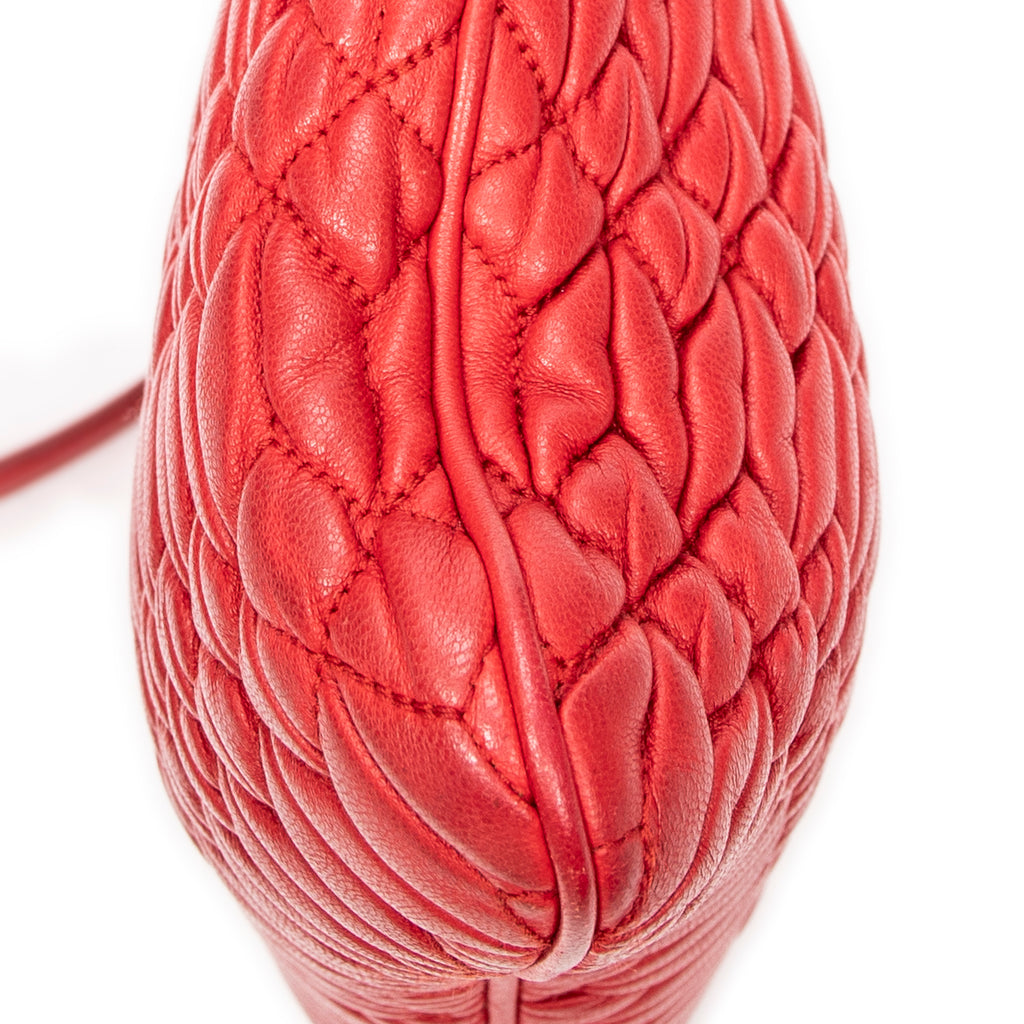 Shoulder Bag Small Frame Crystal Clutch Red Nappa Leather