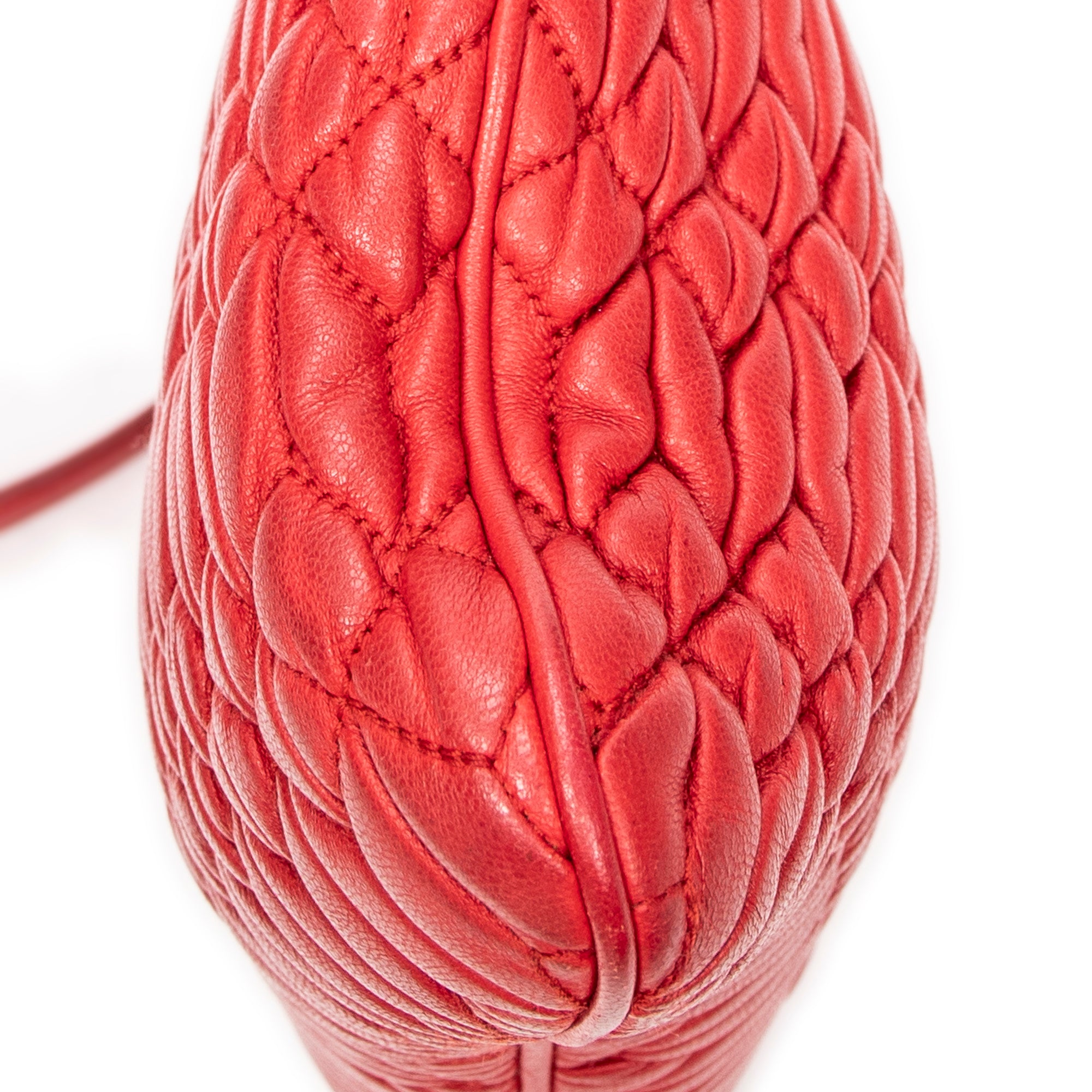 Shoulder Bag Small Frame Crystal Clutch Red Nappa Leather