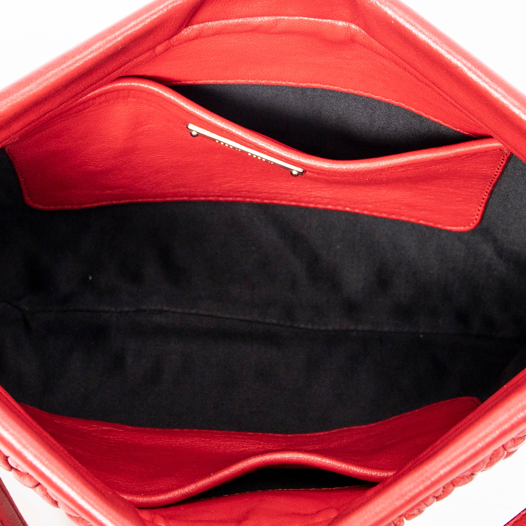 Shoulder Bag Small Frame Crystal Clutch Red Nappa Leather