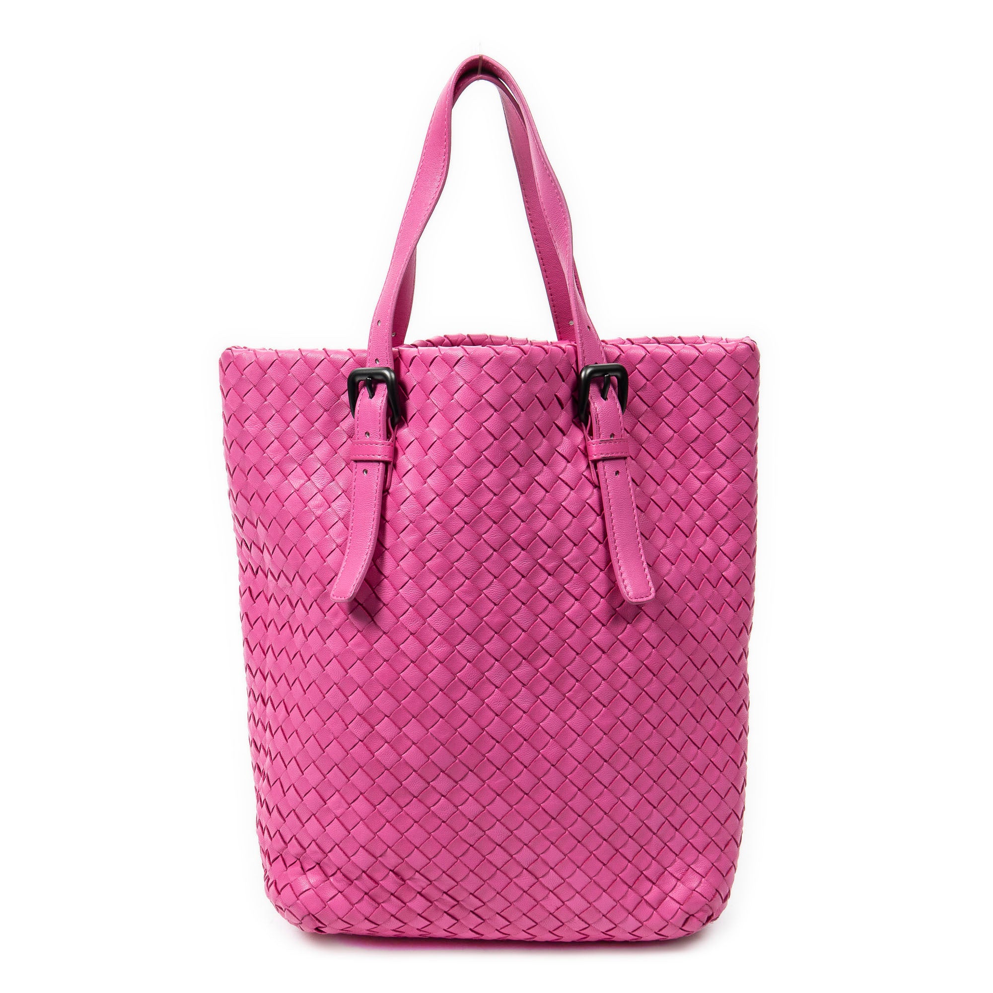 Shoulder Bag Vertical Tote Fuchsia Pink Intrecciato Leather