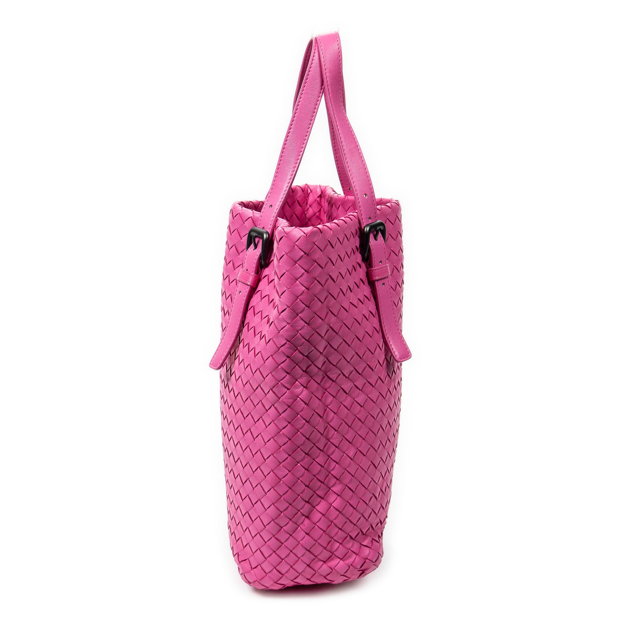 Shoulder Bag Vertical Tote Fuchsia Pink Intrecciato Leather