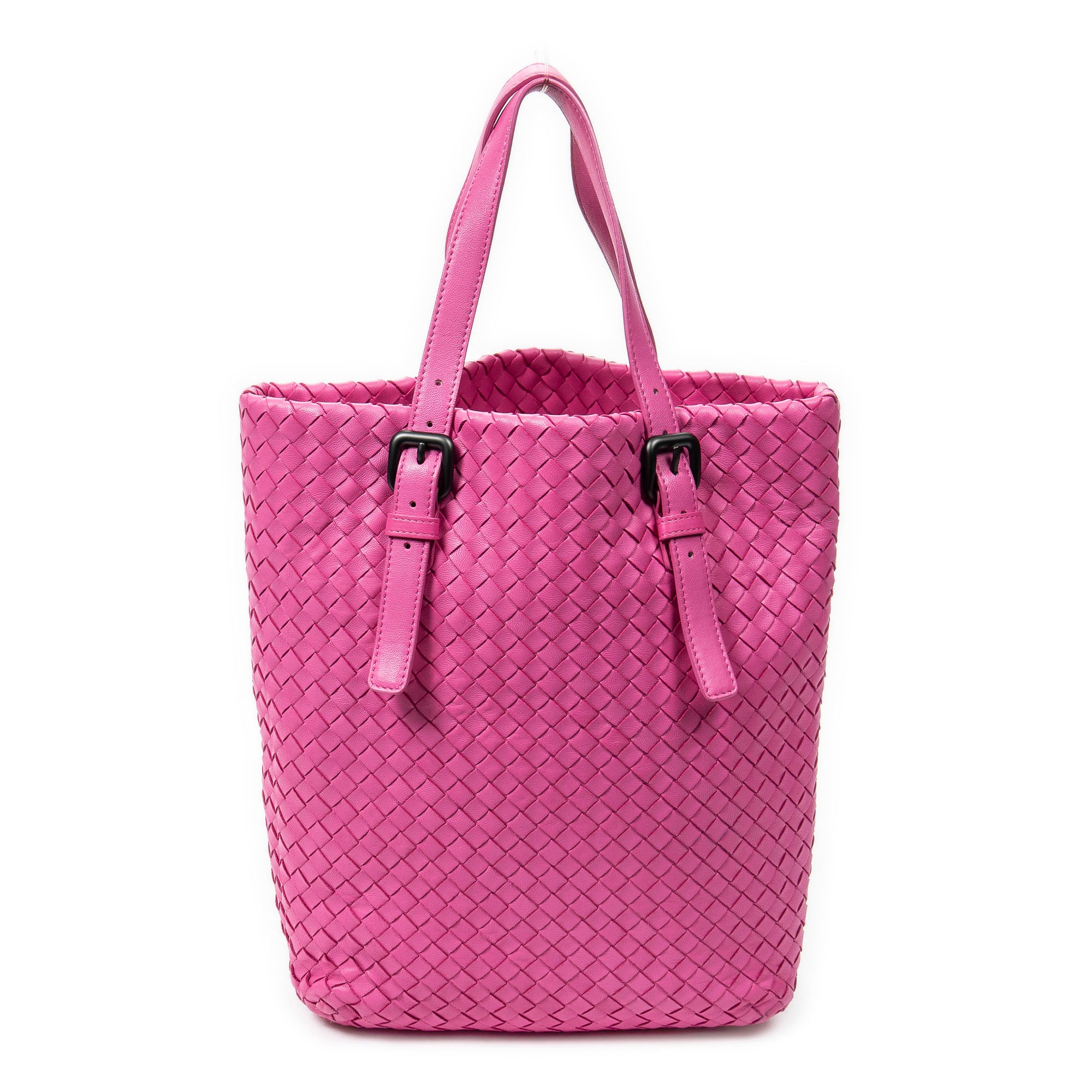 Shoulder Bag Vertical Tote Fuchsia Pink Intrecciato Leather
