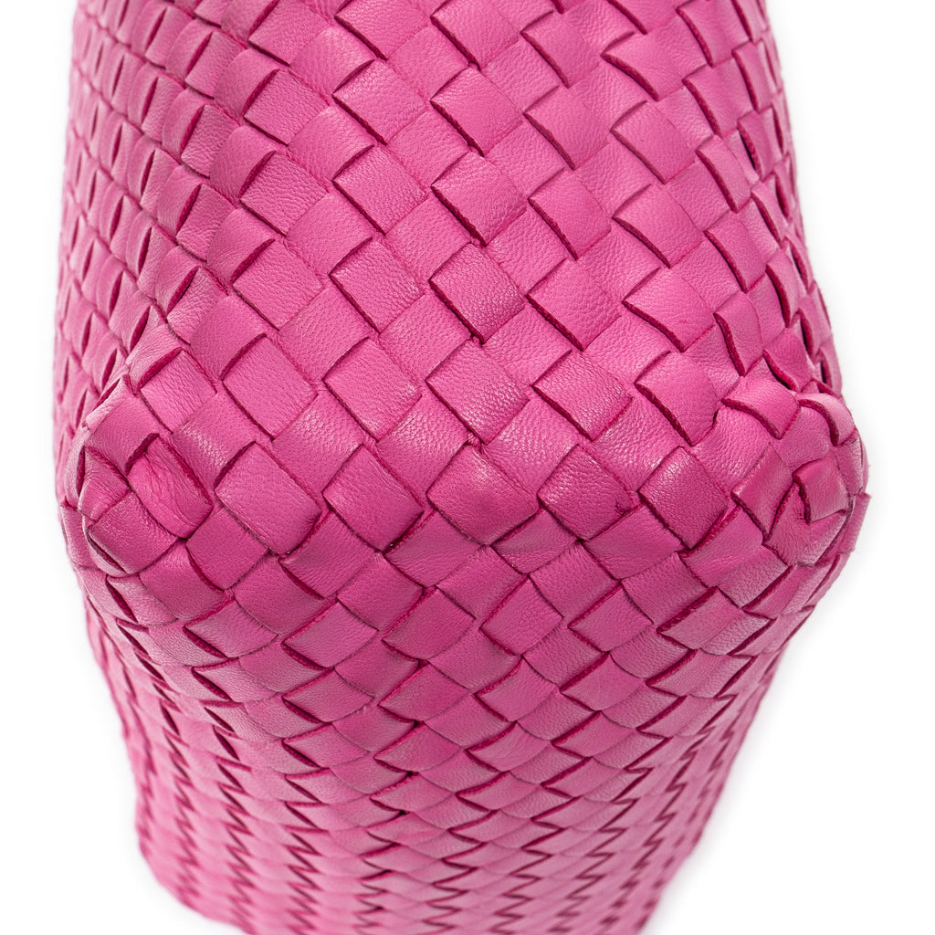 Shoulder Bag Vertical Tote Fuchsia Pink Intrecciato Leather