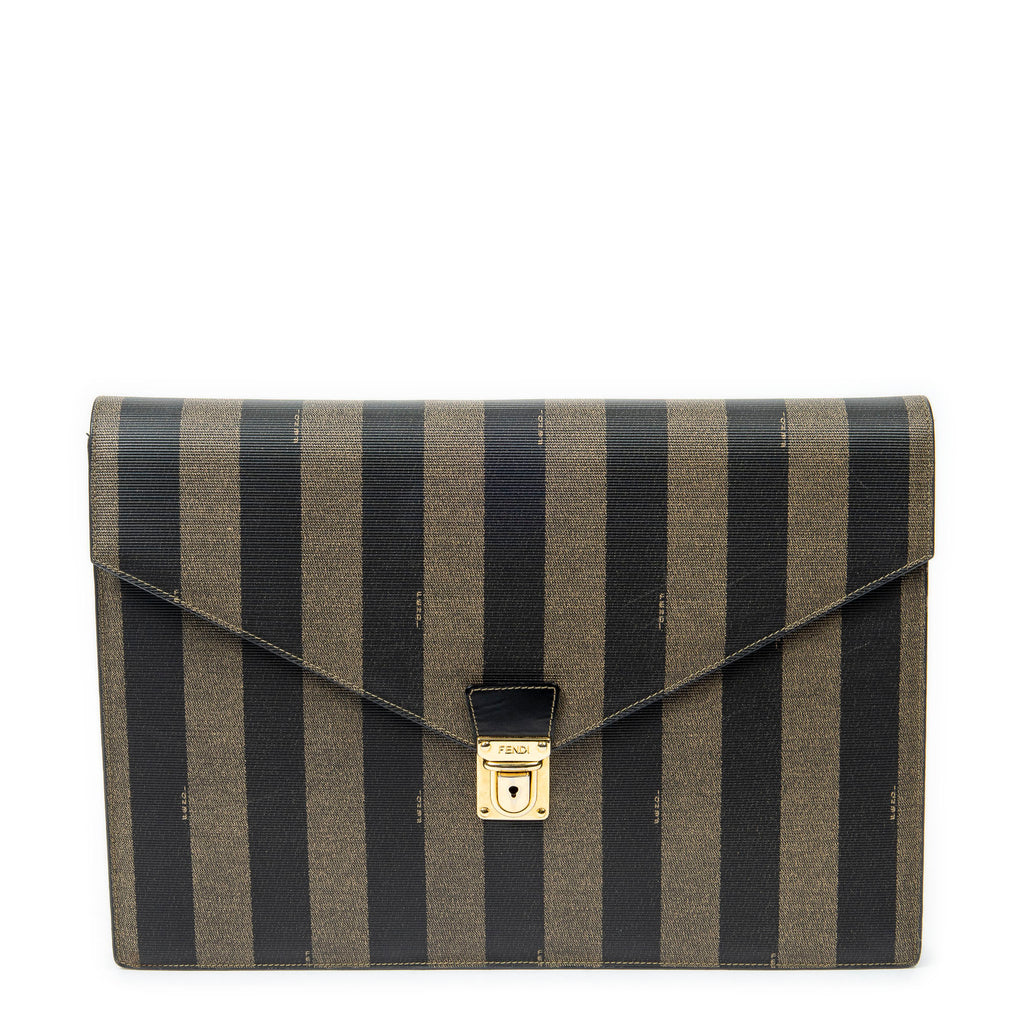 Handbag Envelope Document Case Khaki Pequin Coated Canvas