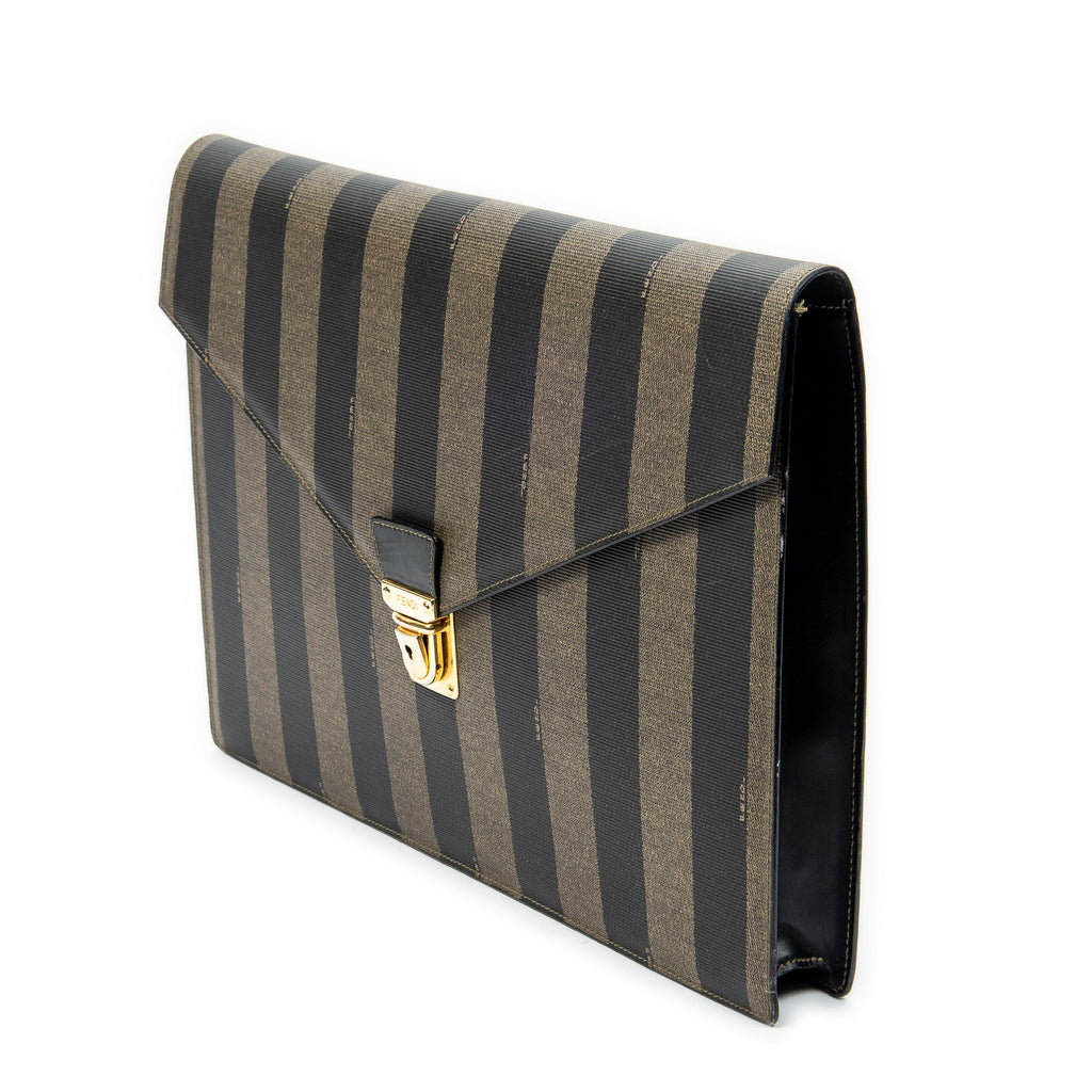 Handbag Envelope Document Case Khaki Pequin Coated Canvas