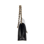Shoulder Bag Vintage Push Lock Straight Flap Black Quilted Lambskin Leather