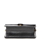 Shoulder Bag Vintage Push Lock Straight Flap Black Quilted Lambskin Leather