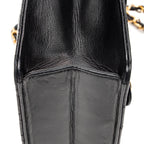 Shoulder Bag Vintage Push Lock Straight Flap Black Quilted Lambskin Leather