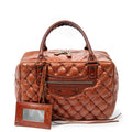 Shoulder Bag Matelasse Bowler Tote MM Brown Goat Quilted Leather
