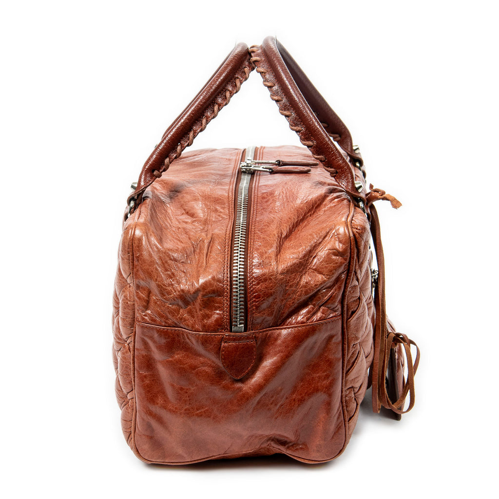 Shoulder Bag Matelasse Bowler Tote MM Brown Goat Quilted Leather