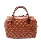 Shoulder Bag Matelasse Bowler Tote MM Brown Goat Quilted Leather
