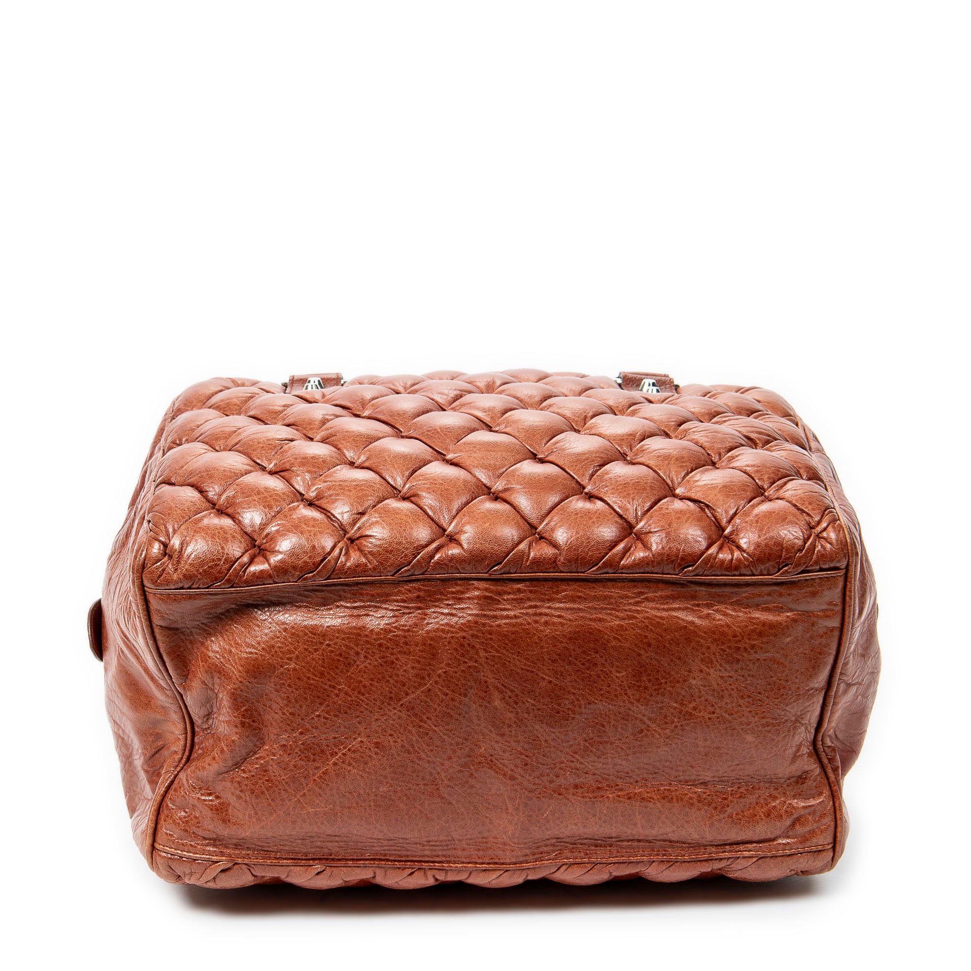 Shoulder Bag Matelasse Bowler Tote MM Brown Goat Quilted Leather