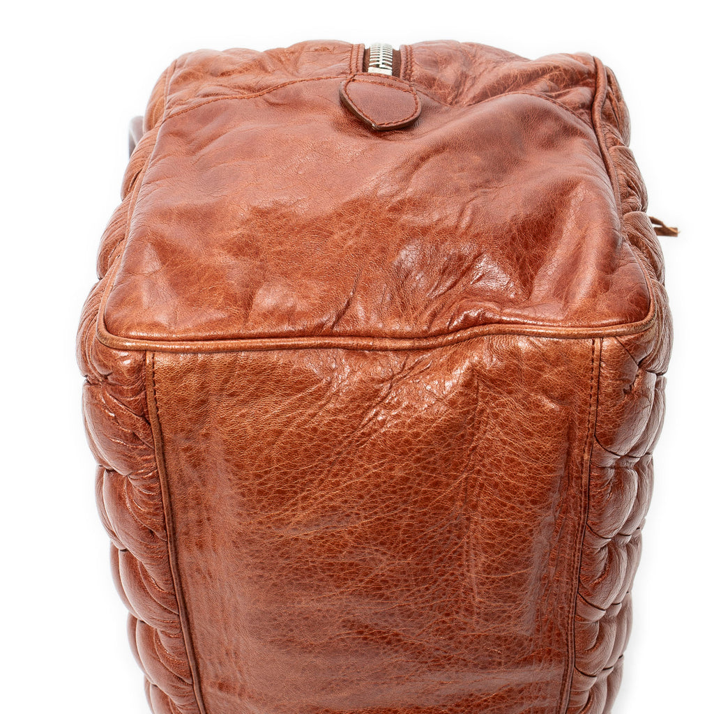 Shoulder Bag Matelasse Bowler Tote MM Brown Goat Quilted Leather