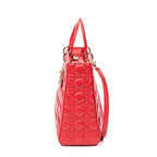 Shoulder Bag Large Lady Dior Zip Red Cannage Lambskin Leather