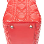 Bolso de hombro grande Lady Dior Zip de piel de cordero Cannage roja