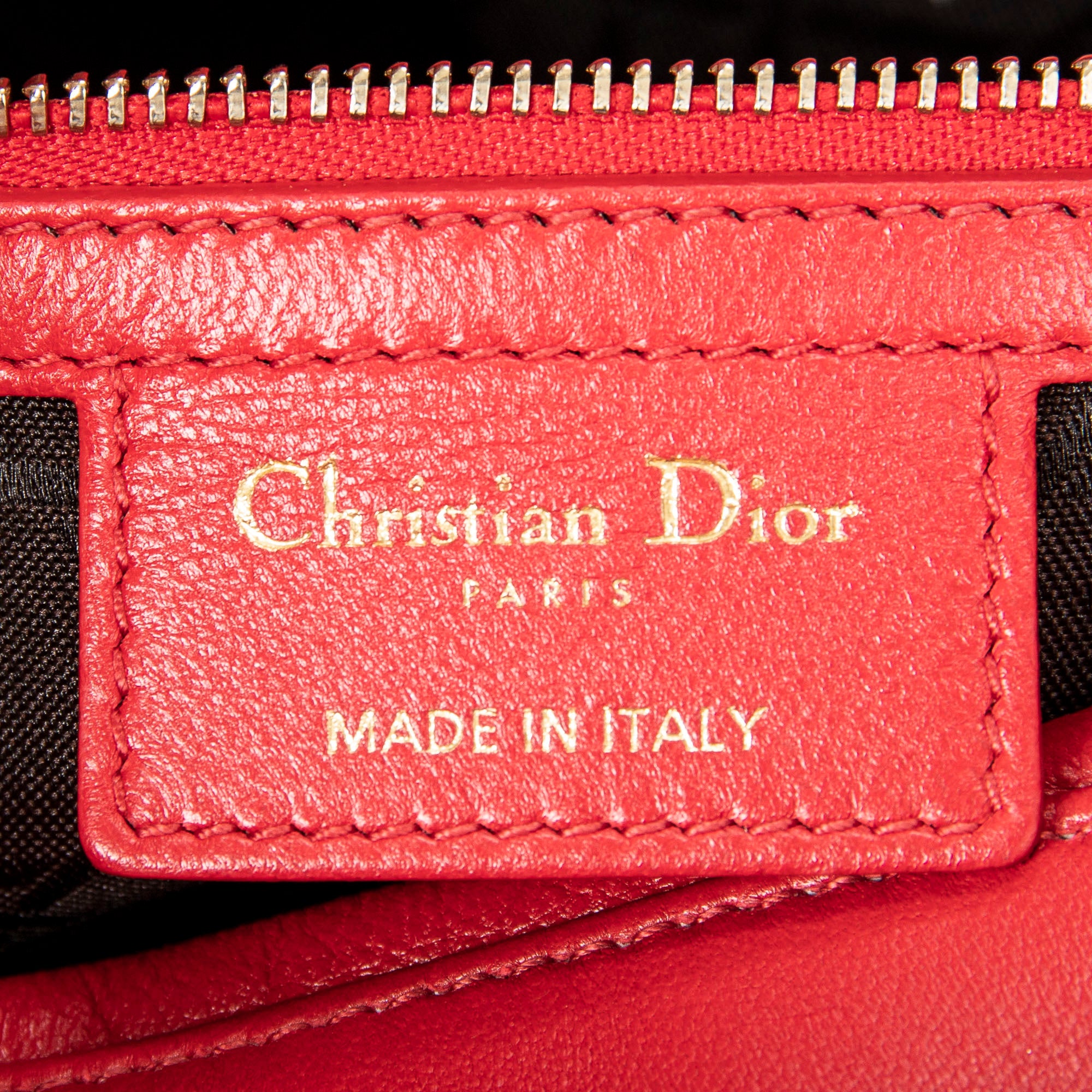 Shoulder Bag Large Lady Dior Zip Red Cannage Lambskin Leather