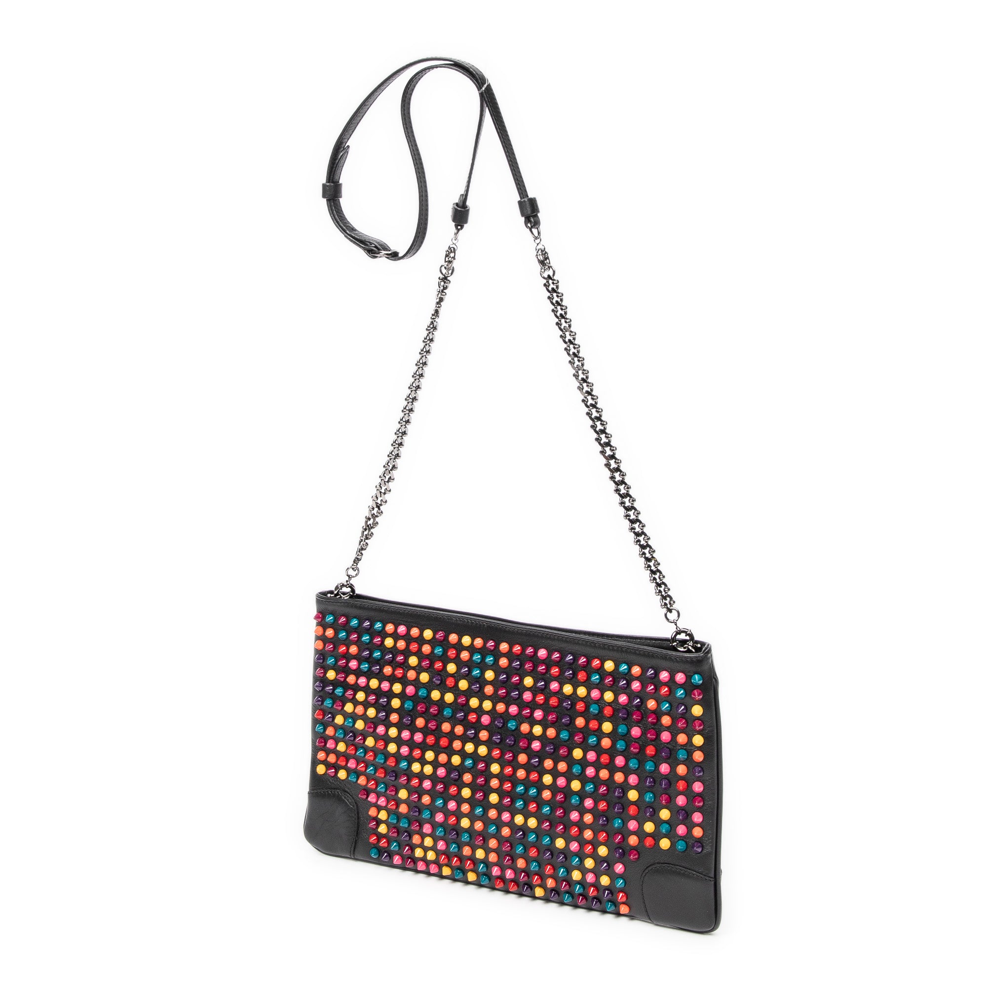 Shoulder Bag Multicolor Loubiposh Crossbody Black Spiked Calfskin Leather