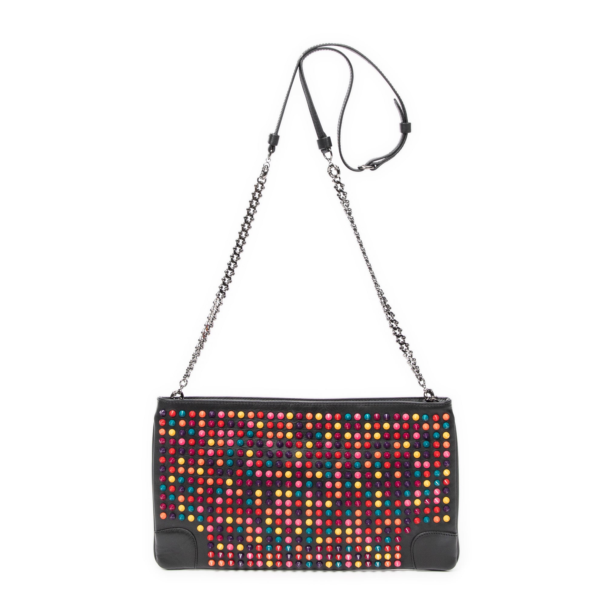 Shoulder Bag Multicolor Loubiposh Crossbody Black Spiked Calfskin Leather