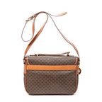 Shoulder Bag Buckle Flap Satchel Brown Macadam Coated Canvas