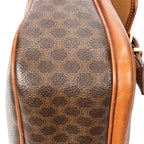 Shoulder Bag Buckle Flap Satchel Brown Macadam Coated Canvas