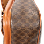 Shoulder Bag Buckle Flap Satchel Brown Macadam Coated Canvas